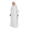 thumbnail image 2 of XXWXYD Toddler Musli𝗆 Dress, Solid Abaya Hijab Long Sleeve Dresses with Bow Tie Skirts for Kids Girls, Modest Comfy Prayer Outfit Eid Fashion, 2 of 4