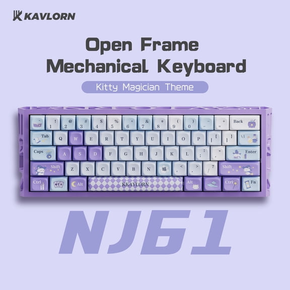 KAVLOR NJ61 Hot Swappable 61 Key Wired Mechanical Keyboard, Purple