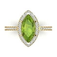 thumbnail image 2 of 2.38ct marquise cut green natural peridot 18k yellow gold halo Bridal Wedding Engagement Promise Anniversary Ring for Women size 4.75, 2 of 7