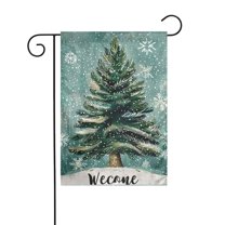 Winter Garden Flag 12x18 Inch Double Sided for Outside Snowflakes Christmas Trees Welcome Small Holiday Yard Decoration