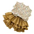 thumbnail image 3 of Conjuntos de dos piezas para niños, Top sin mangas, falda con brotes, pantalones cortos, camisa con estampado de flores de verano, conjunto de pantalones cortos, talla 120, 3 of 5