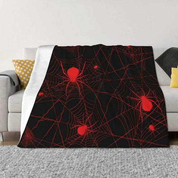 Rateoe Red Spider On The Web Pattern Flannel Throw Blanket, Ultra-soft Blanket for Bed, Couch, Car, Hypoallergenic Anti-pilling blanket-40"x30"(Horizontal)
