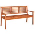 thumbnail image 2 of vidaXL 3-Seater Garden Bench with Cushion 150 cm Solid Eucalyptus Wood, 2 of 5