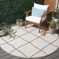 thumbnail image 2 of SAFAVIEH Courtyard Cohen Diamond Indoor/Outdoor Area Rug, Ivory/Brown, 6'7" x 6'7" Round, 2 of 7