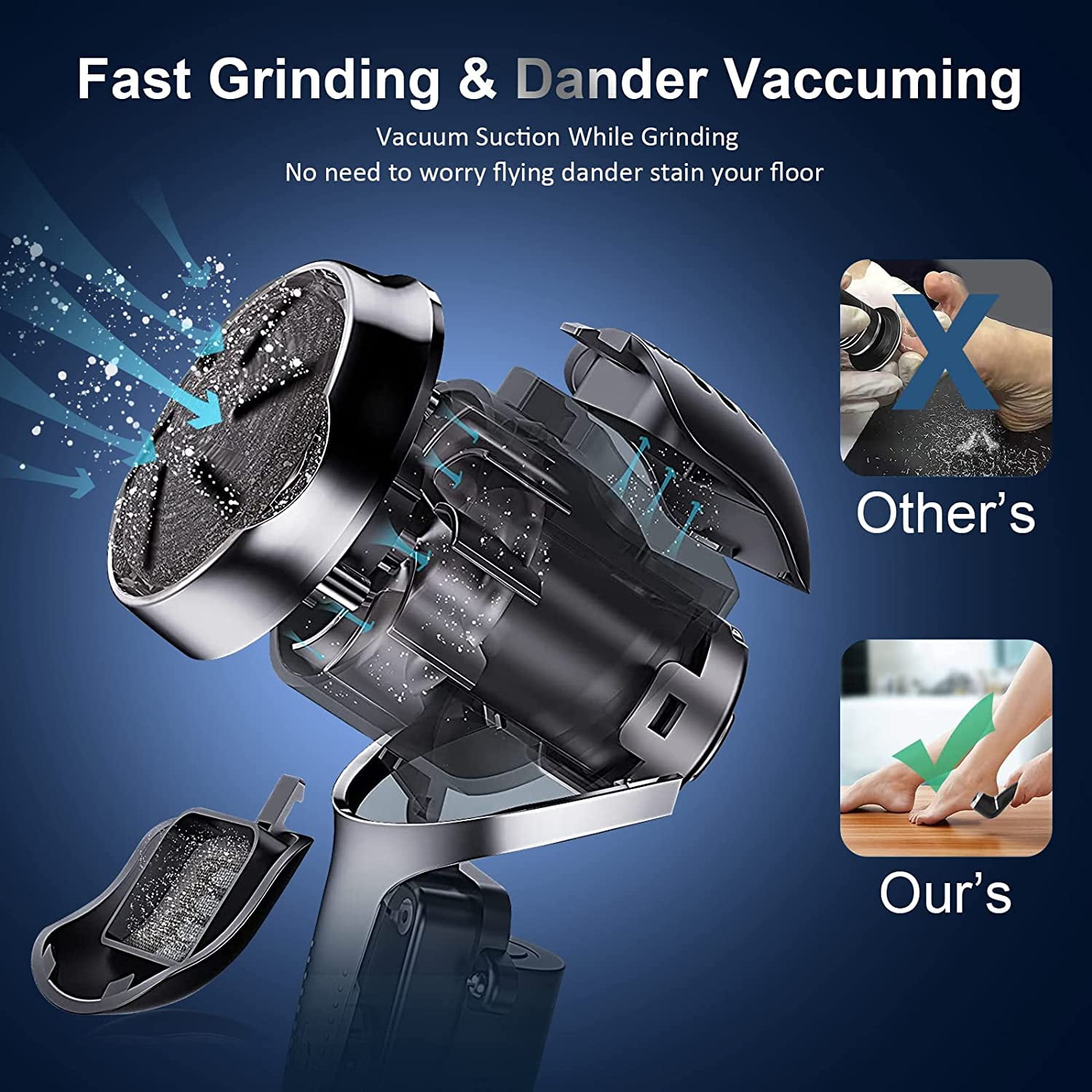 Aorsher Electric Callus Remover for Feet with 9Head & LCD Display, Portable Foot File Callus Remover for Men Women, Waterproof, USB Rechargeable