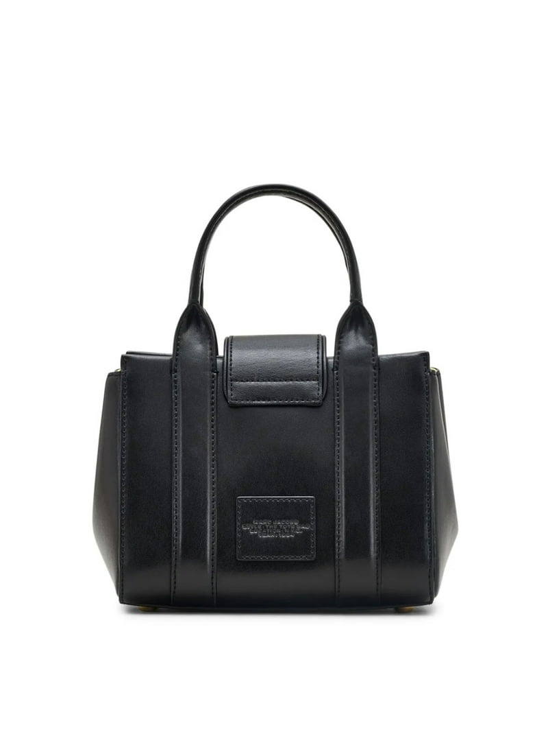 Marc Jacobs The Mini Turnlock Leather Crossbody Tote Bag In Black