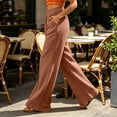 thumbnail image 4 of Guluxicc Women's Cotton Pants with Pockets Elastic Waist Long Wide Leg Trousers Summer Casual Outfits for Everyday Wear, 4 of 5