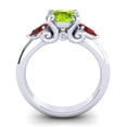thumbnail image 4 of Diamond-Capitals 2.50 Ct Beautiful Round Cut Peridot & Garnet Gemstone Three Stone Anniversary Ring for Ladies Solid 14K White Gold Size 3, 4 of 8