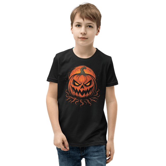 Unisex Halloween Pumpkin T-Shirt – Scary Jack O’Lantern Graphic Tee for Kids