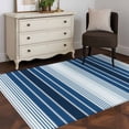 thumbnail image 4 of Navy Blue Stripe Area Rugs 3x5 for Living Room, Modern Blue Ombre Vertical Striped Non Slip Washable Rug Runner, Low Pile Indoor Floor Carpet Mat Bathroom Rugs for Bedroom, Kids Room, 4 of 9