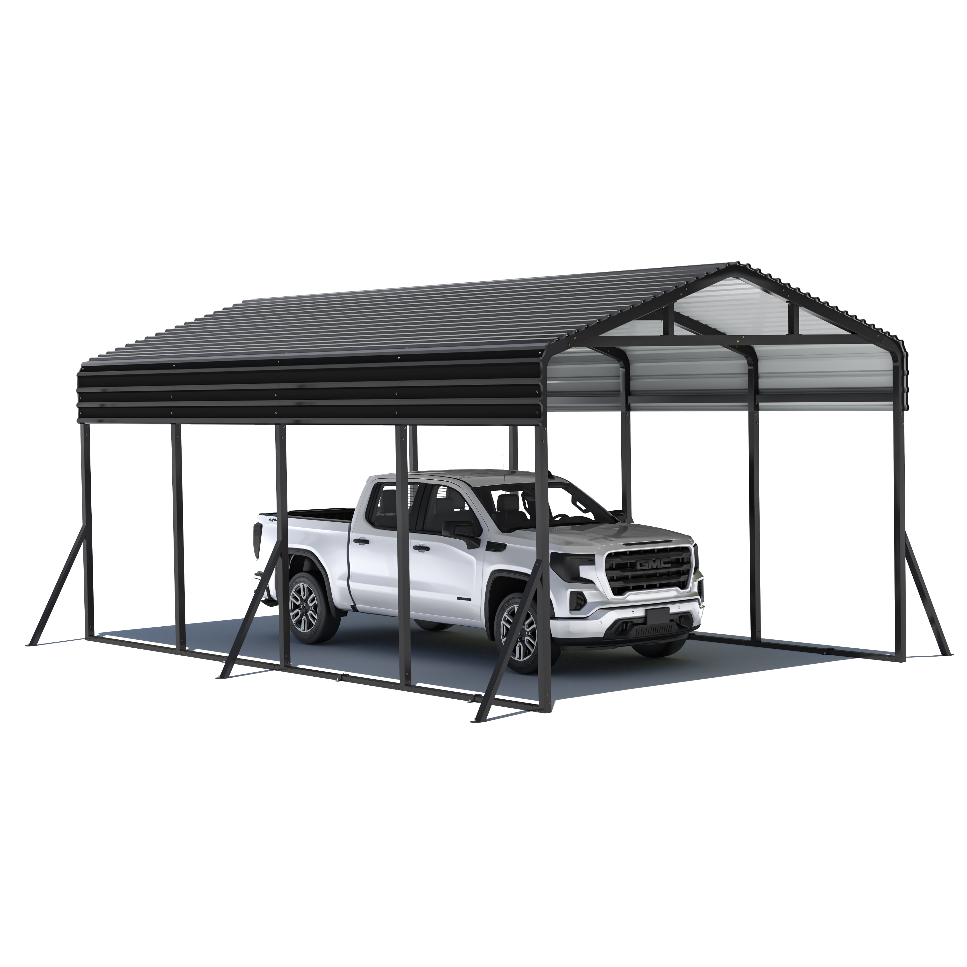 MUCHANT 12’X20’ Outdoor Heavy-Duty Carport Galvanized Steel Roof with Reinforced Stable Triangle Frame & Enhanced Base for Car, Pickup and Truck