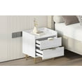 thumbnail image 2 of Wooden Nightstand, Vanity Dresser with 2 Drawers and Marbling Worktop, Modern Bedside Table with Metal Legs & Handles, Storage Cabinet for Bedroom, Living Room, Easy to Clean and Assemble, White, 2 of 8
