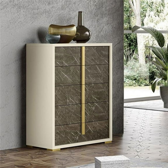 J & M Furniture 18554-C 52 x 31 x 18.5 in. Sonia Chest, Pearl Metallic