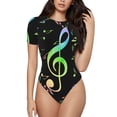 thumbnail image 1 of Balery Music Notes Body de cuello redondo de manga corta para mujer Tops de manga corta Tops básicos-Medium, 1 of 7
