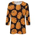 thumbnail image 5 of Odeerbi Halloween Vintage Pumpkin Shirts for Women Retro Graphic Blouse Fashion Printing Loose T-shirt Three Quarter Sleeve Round Neck 2025 Casual Tops Orange, 5 of 5