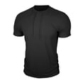 thumbnail image 5 of TAGOLD Mens Summer Short Sleeve Round-Neck Blouses & Shirts Solid Color Ribbed Panel Fitness Sports Top, 5 of 5