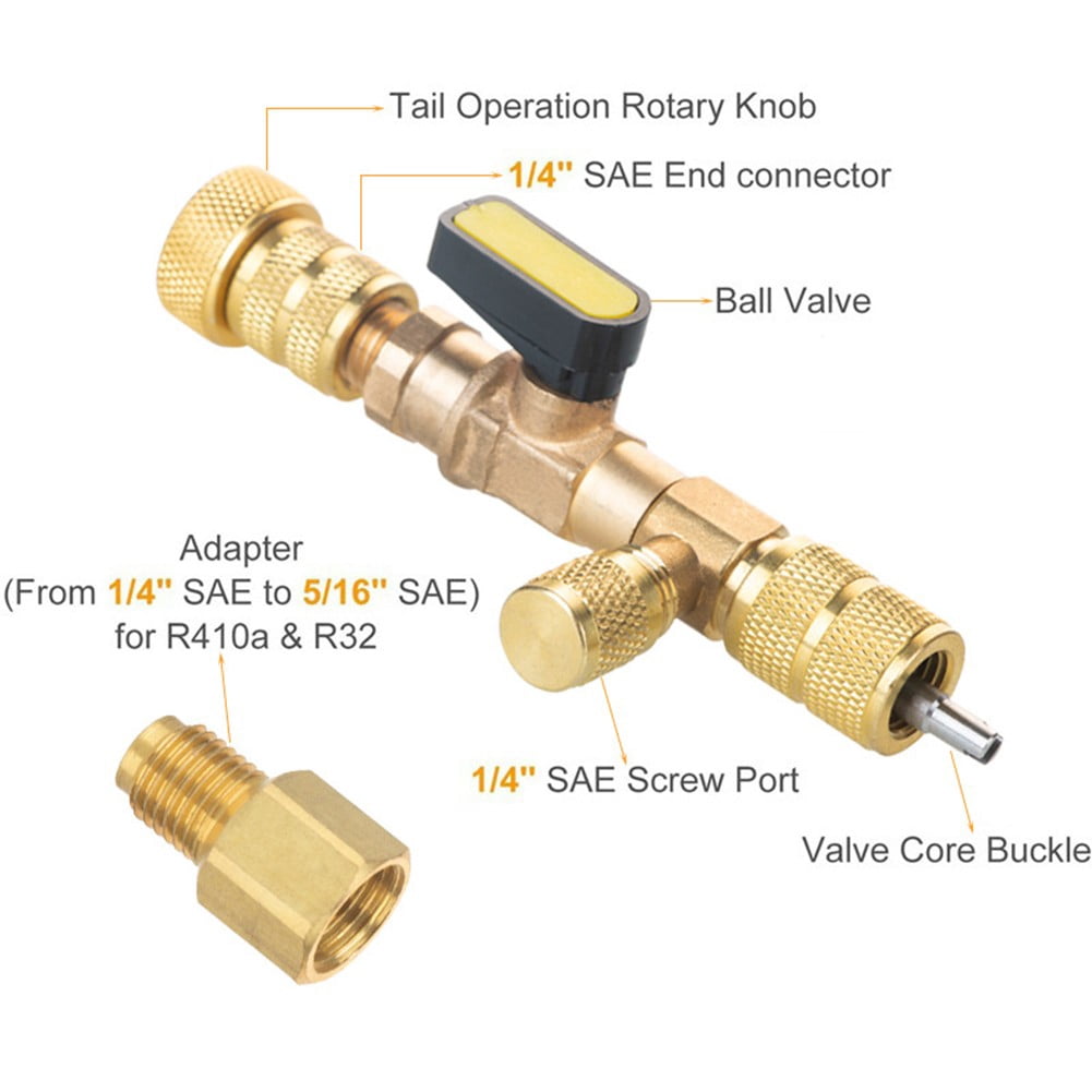 Air Conditioning Valve Core Remover Dual Size 1/4 & 5/16 Flare Tool for R410A