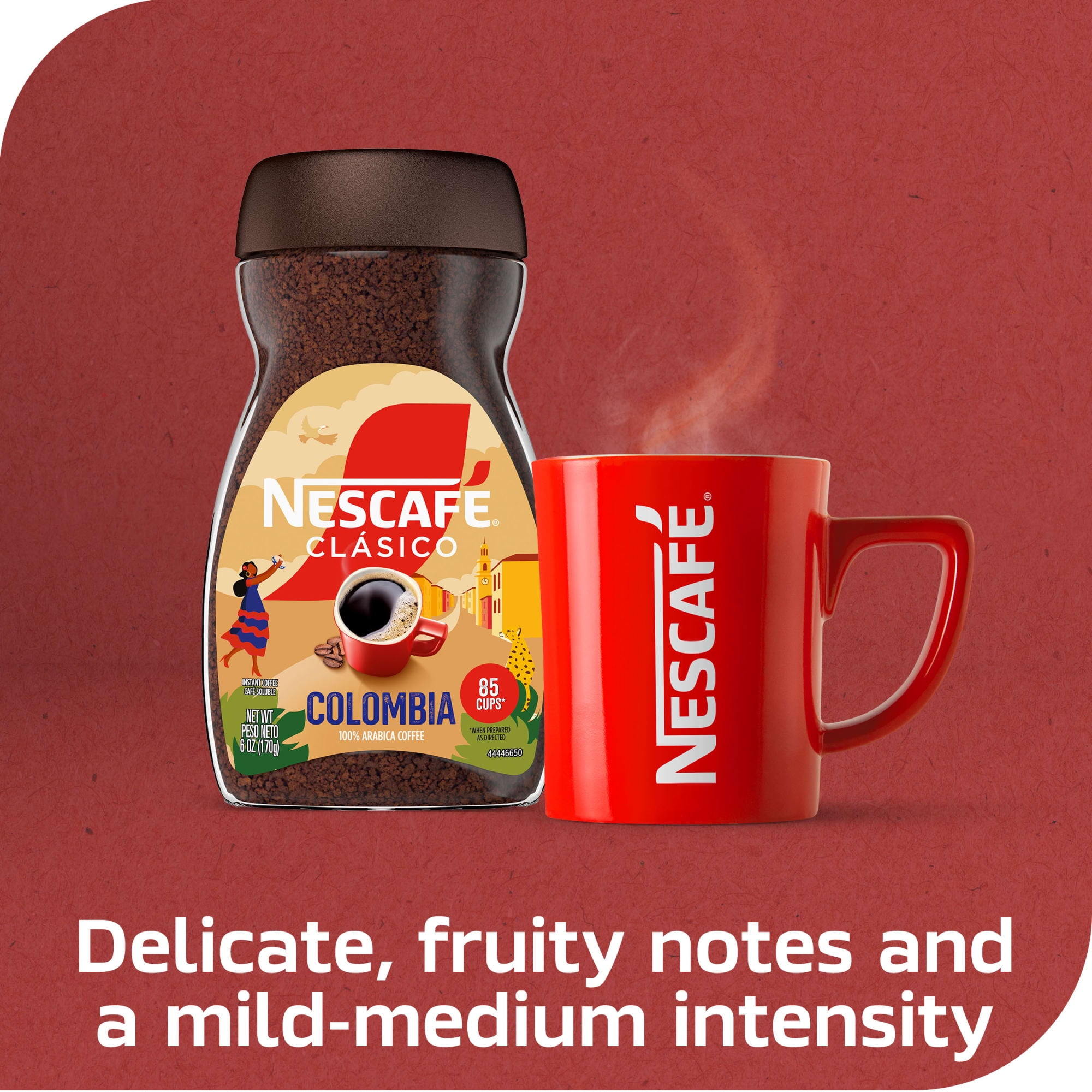 6 pack) NESCAFÉ CLÁSICO Colombia, Medium Roast, Instant Coffee, 6