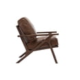 thumbnail image 5 of Guyou Mid Century Accent Chair, Upholstered PU Armchair Comfy Single Sofa Lounge Chair with Wooden Frame for Fireplace Bedroom Living Room Study, Brown, 5 of 9