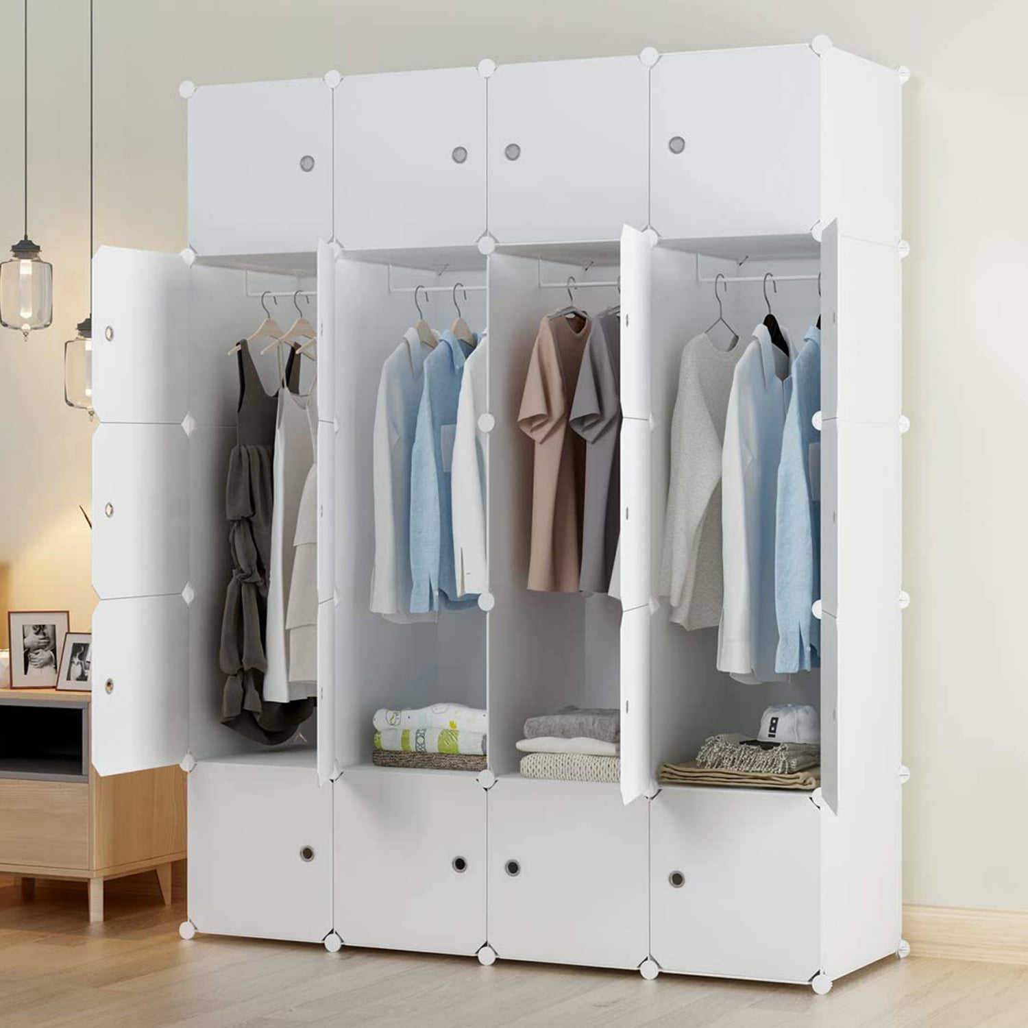 Yoillione Plastic Wardrobe Storage Organiser Wardrobe Closet Storage,White  Wardrobe Organiser …