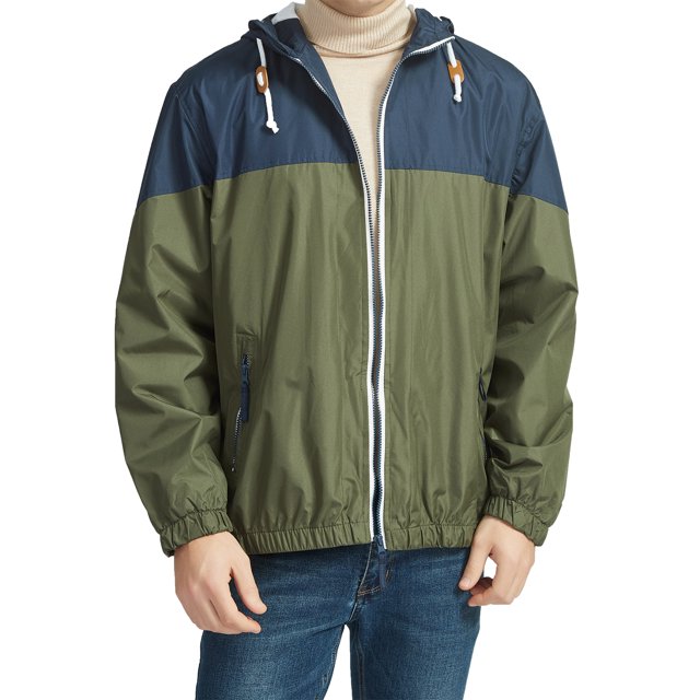 SUNSIOM Men’s Full Zip Waterproof Jackets Long Sleeve Contrast Color Loose Hoodies Spring Hooded Sweatshirts
