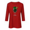 thumbnail image 6 of Yxbdin Womens St Patricks Day T Shirts 3/4 Sleeve Hat Wine Glass Graphic Tees Holiday Crew Neck Shirt Irish Shamrock Tops Red S, 6 of 8
