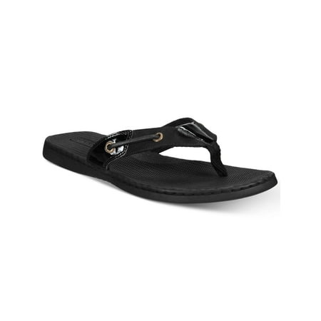 

SPERRY Womens Black Traction Comfort Non-Marking Seafish Round Toe Platform Slip On Flip Flop Sandal 8.5 M