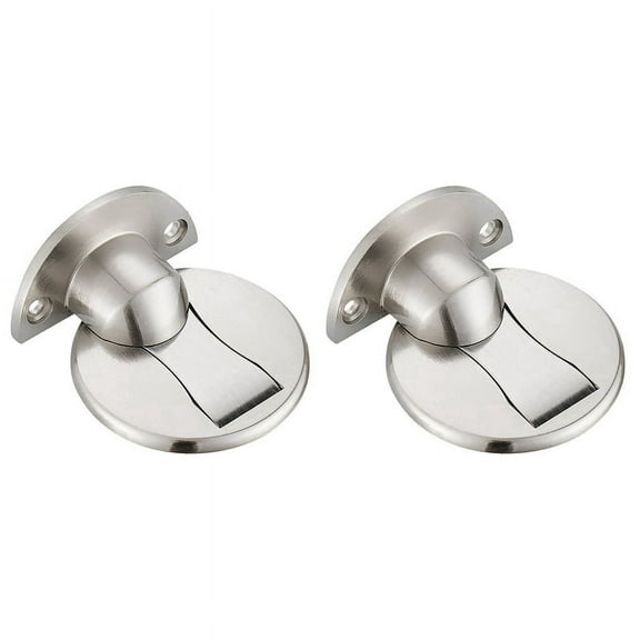 2X Floor Mount Magnet Door Stopper - Magnetic Door Stop, Magnets Door Stops Wall Prop Hold Open (Silver)