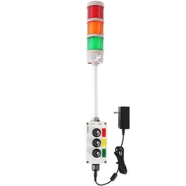 Signaworks 3-Stack LED Andon Tower Light - Red/Amber/Green, ON-OFF-FLASH Switches, 8ft Cord, Made In USA