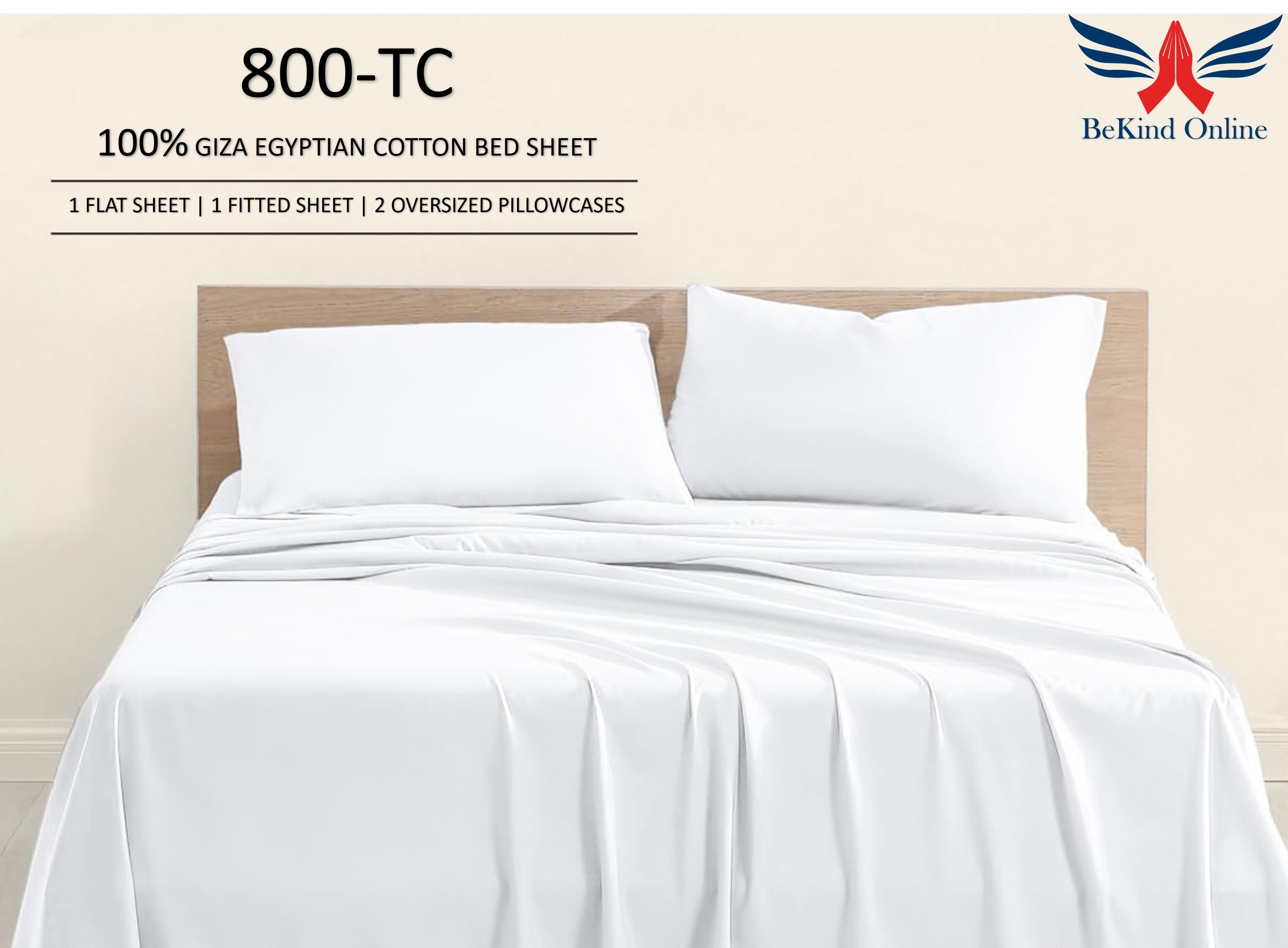 800 TC 4pc Sheet Set 100% Giza Cotton Soft ＆ Smooth Deep Pocket Alaska King (108” x 108”) Gold Stripe Fit Up to 6