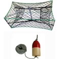 thumbnail image 1 of KUFA Galvanized Foldable Crab Trap 1/4" X 100' Lead Rope and 6"X14" Red/White Float Combo, 1 of 1