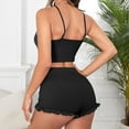 thumbnail image 6 of XuJwPNcy Womens Lounge Pajamas Sets Summer Cami Tops with Ruffle Shorts Sleepwear Knit Camisole Pj Sets, 6 of 6