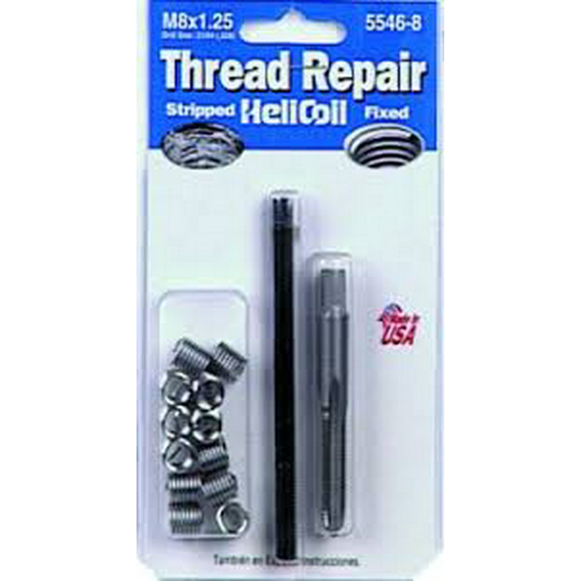 Helicoil Thread Repair Kit 5546 8 Universal M8 x 1.25 Thread Size With 12 Heli Coil Inserts Installation Tool Tap Walmart