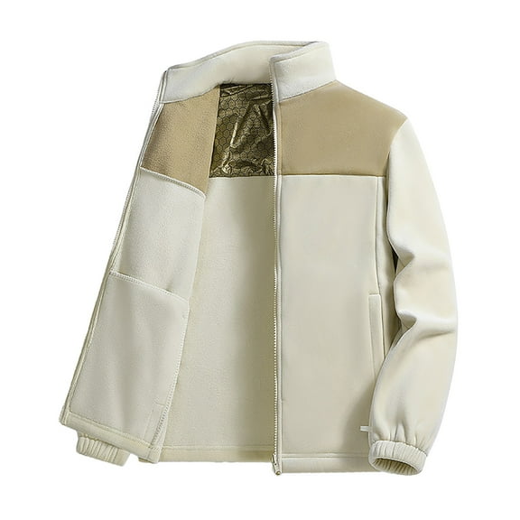 Mens Lightweight Jackets Fleece Color Blocked Top Casual Outdoor Cotton Jacket Long Sleeved Top Jackets for Men