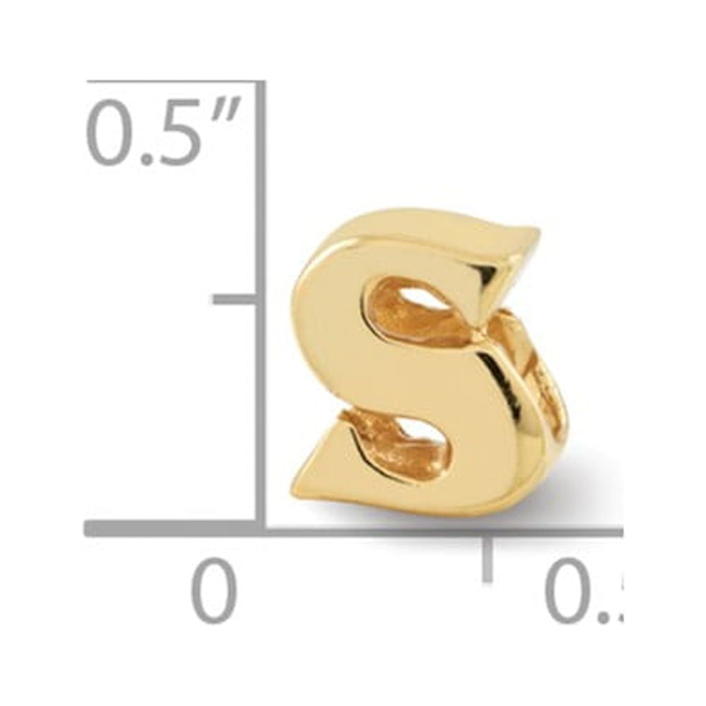 925 Sterling Silver Gold-plated Reflections Letter S Bead; for Adults and Teens; for Women and Men