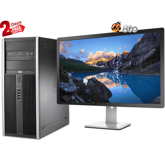 HP Desktop Tower Computer PC Intel Core i5 Processor 16GB Ram 2TB HDD New 24" LCD Bto KB & Mouse Bto Wifi Adapter Bluetooth DVD Windows 10 Pro