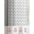 thumbnail image 7 of Boho Gray Semi Sheer Curtains 63 Inch Length 2 Panels Set, White Chevron Stripes Abstract Geometric Sheer Kitchen Curtain Privacy Voile Window Curtain for Living Room Bedroom Rod Pocket Drapes, 7 of 7