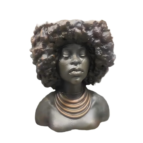 EcoNest Female Statue Head Cement Planter African Woman Bust Statue 11