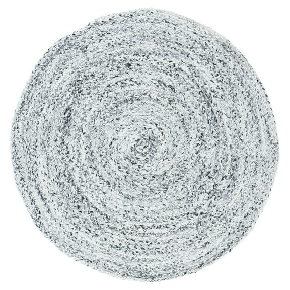 SAFAVIEH Braided Ophelia Abstract Striped Area Rug, Ivory/Black, 4' x 4' Round