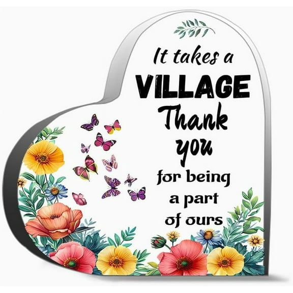 It Takes A Village Thanks You For Being A Part Of Ours Thank You Gifts For Women Men, Decoration Heart Shape Acrylic Sign Gift