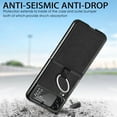 thumbnail image 4 of Dteck Case for Samsung Galaxy Z Flip 3 5G (2021),Shockproof PU Leather Hybrid PC Ring Holder Slim Protective Back Phone Case Cover,Black, 4 of 9