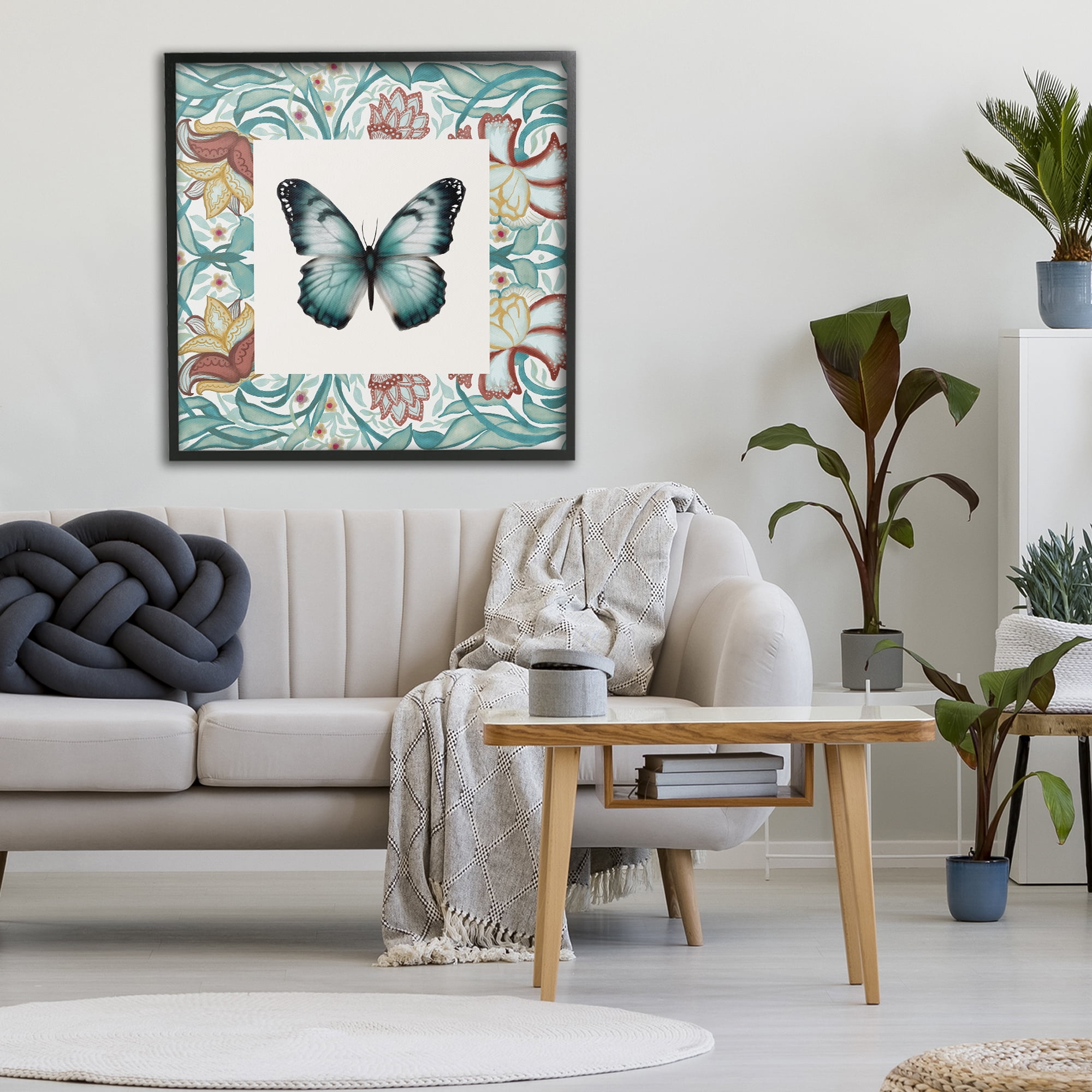 Stupell Industries Blue Toned Baroque Butterfly Black Framed Giclee Art, design by Elizabeth Medley