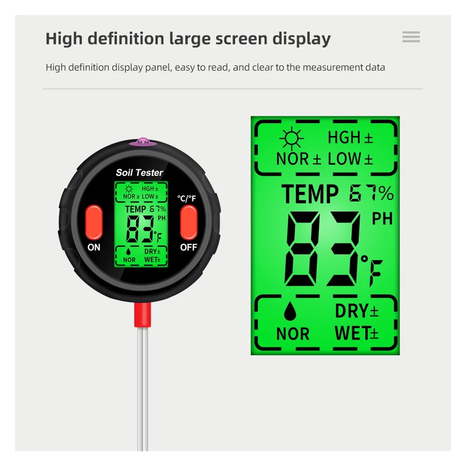 5 In 1 Soil Ph Meter Humidity Moisture Light Temp Soil Acidity Tester Moisture Sensor For Plants Flowers Garden Tool