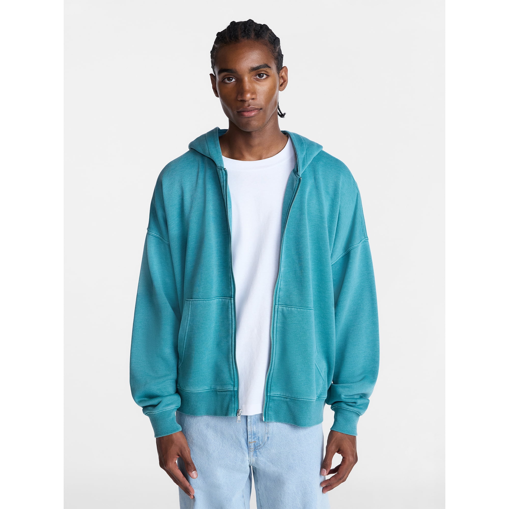 No Boundaries Zip Hoodie with Long Sleeves, Men's XS-4XLT