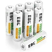 EBL 8 Pack AA High Capacity 2800mAh Ni-MH Rechargeable Batteries, Battery Case Included
