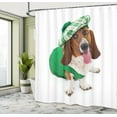 thumbnail image 4 of Ambesonne Dog Lover Shower Curtain, Funny Irish Puppy in Hat, 69"Wx84"L, Fern Green Brown White, 4 of 4