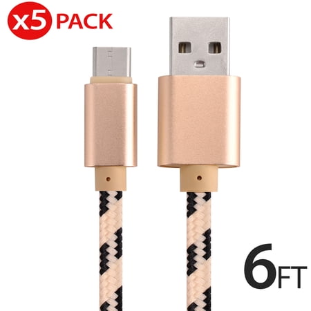 5x 6FT USB Type C Cable Fast Charging Cable USB-C Type-C 3.1 Data Sync Charger Cable Cord For Samsung Galaxy S9 S9+ Galaxy S8 S8 Plus Nexus 5X 6P OnePlus 2 3 LG G5 G6 V20 HTC M10 Google Pixel XL price history on PriceWatchPro