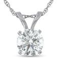 thumbnail image 1 of Collier Pendentif Solitaire Rond en Diamant Naturel 0,75ct Or Blanc 14k, 1 of 1