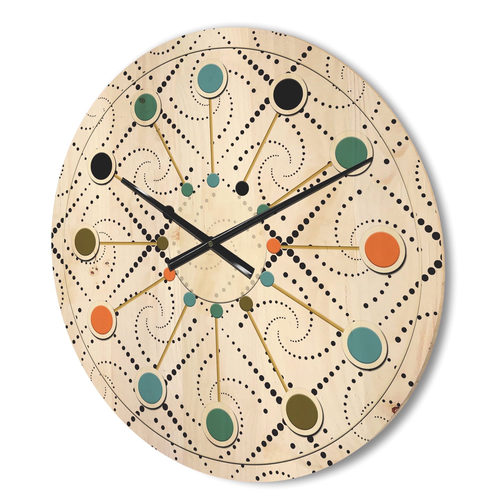 Designart 'Geometrical Abstract Retro Minimal Pattern III' Mid-Century Modern Wood Wall Clock