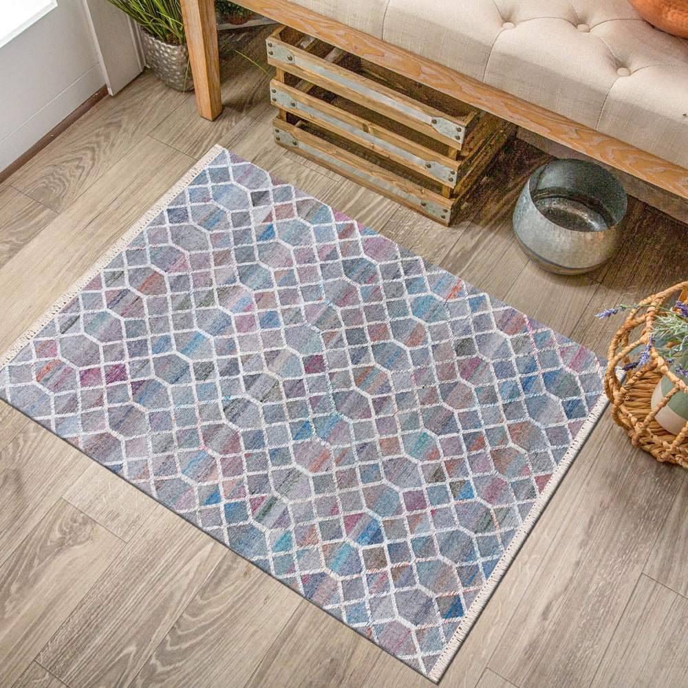 Ox Bay Finley Modern, Bohemian Geometric Hand-Made Area Rug, 2' x 3'